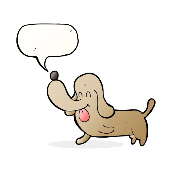 Καρτούν χαρούμενο σκυλί με φούσκα ομιλία — Διανυσματικό Αρχείο