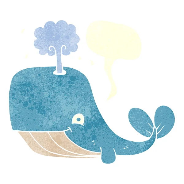 freehand retro karikatür balina spouting 