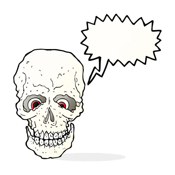 Gruseliger Totenkopf mit Sprechblase — Stockvektor