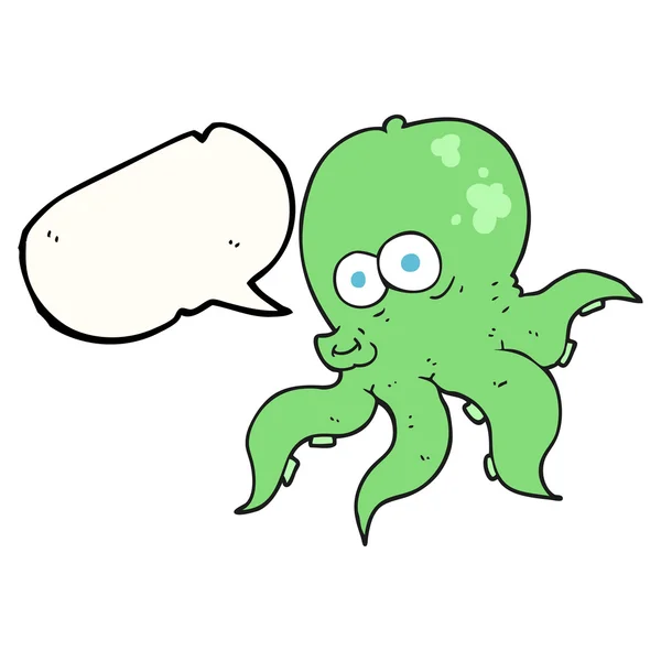 Toespraak bubble cartoon octopus — Stockvector