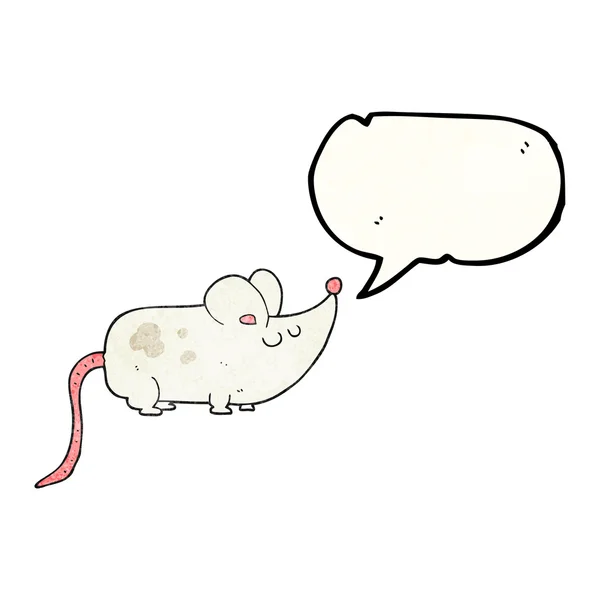 Carino discorso bolla strutturato cartoni animati mouse — Vettoriale Stock