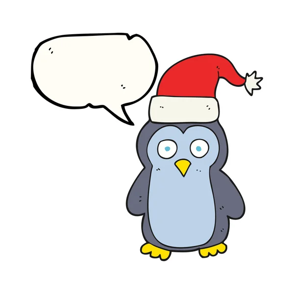 Speech bubble cartoon christmas penguin — Stock Vector