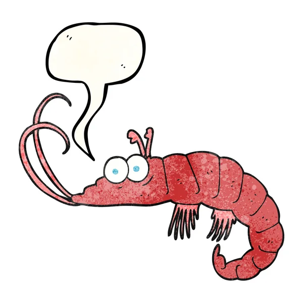 Speech bubble textured cartoon shrimp — Stock Vector