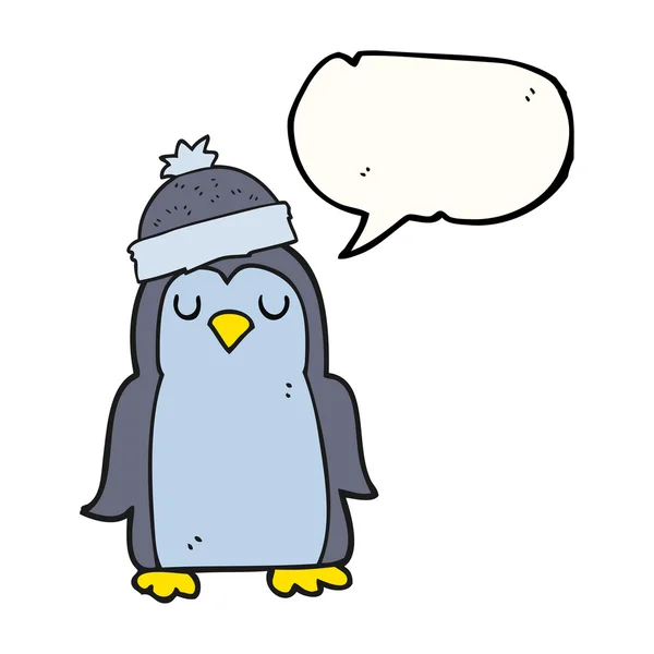 Toespraak bubble cartoon pinguïn — Stockvector