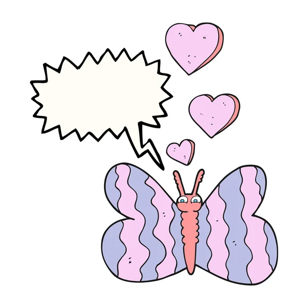 Discours bulle dessin animé papillon — Image vectorielle