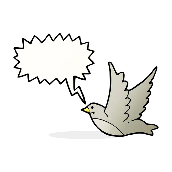 Cartoon fliegender Vogel mit Sprechblase — Stockvektor