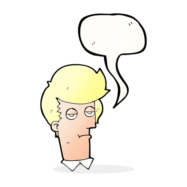 Cartoon bored man with speech bubble — Stock Vector