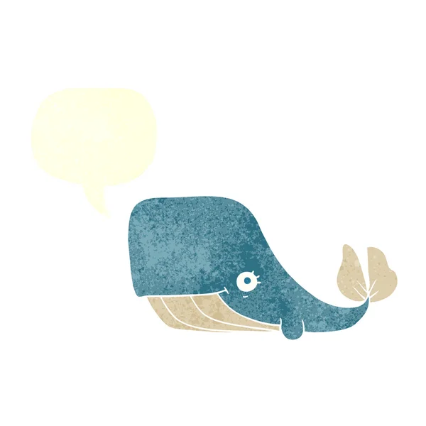Odręczne kreskówka retro szczęśliwy wieloryb — Wektor stockowy