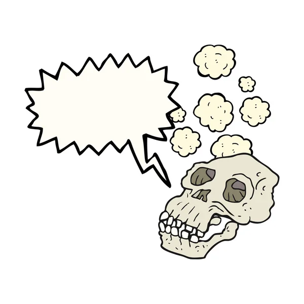 Toespraak bubble cartoon oude schedel — Stockvector