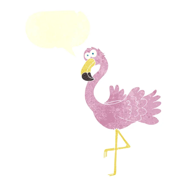 Freihand-Retro-Cartoon-Flamingo — Stockvektor