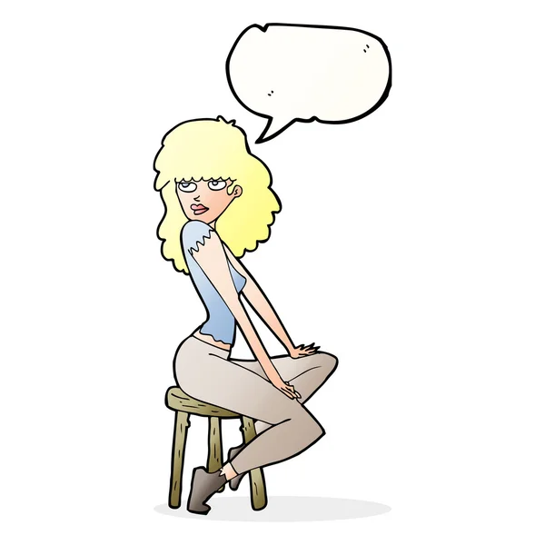 Femme dessin animé pose frappante avec bulle de parole — Image vectorielle