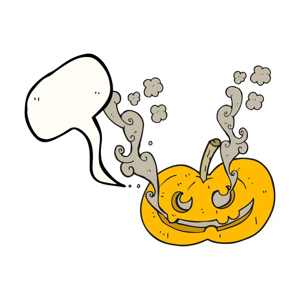 Speech bubble cartoon halloween pumpkin — Stock Vector