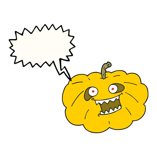 Voz burbuja dibujos animados halloween calabaza — Archivo Imágenes Vectoriales