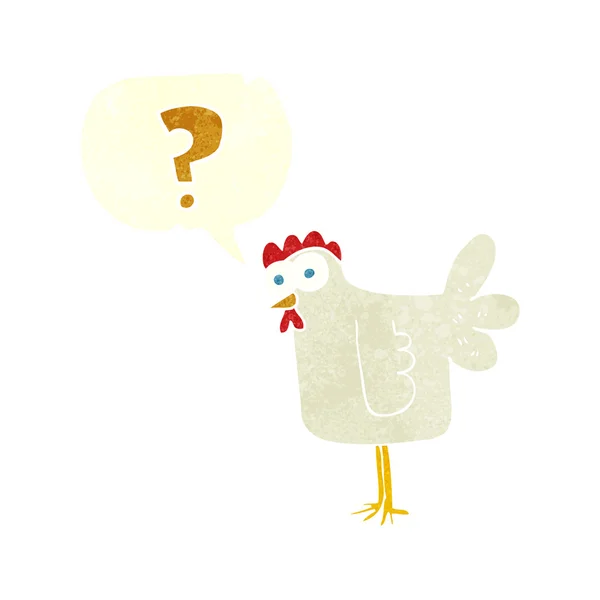 Freehand retro dibujos animados pollo confundido — Archivo Imágenes Vectoriales