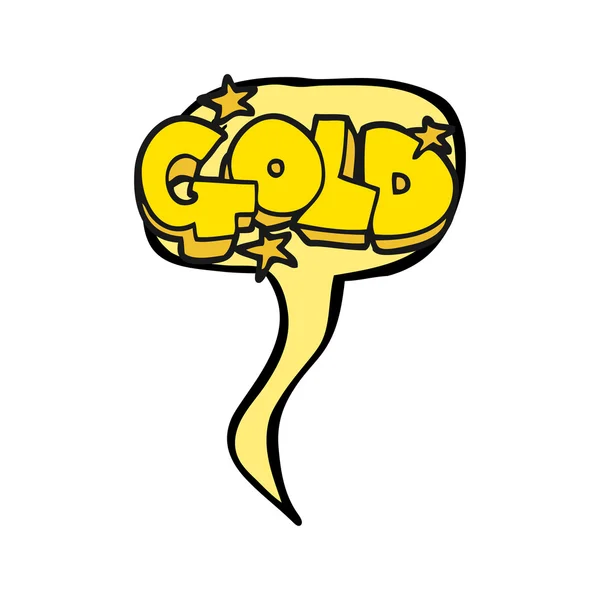 Toespraak bubble cartoon woord goud — Stockvector