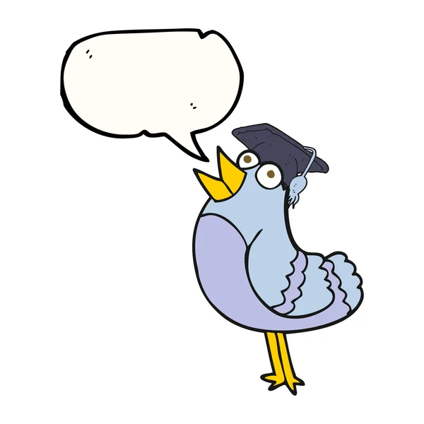 Řeči bubliny cartoon pták nošení studia — Stockový vektor