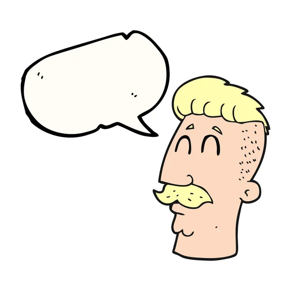 Hipster saçlı konuşma kabarcık karikatür adam kesmek — Stok Vektör