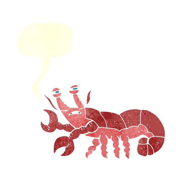 Lobster kartun retro tangan bebas - Stok Vektor