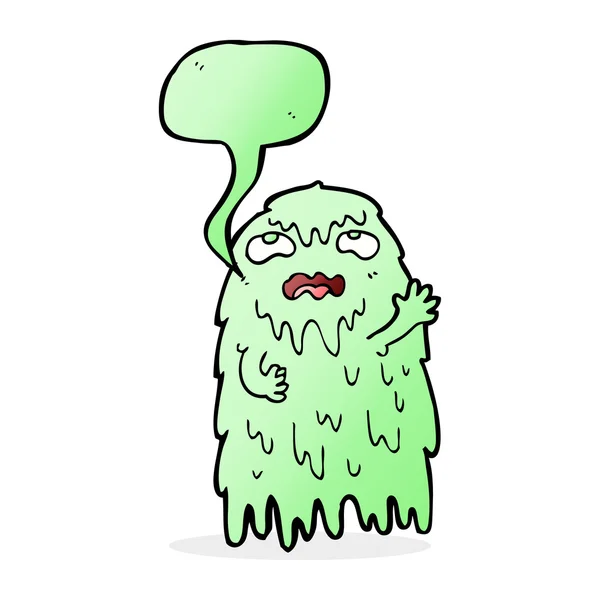 Gross cartoon ghost with speech bubble — Stock Vector
