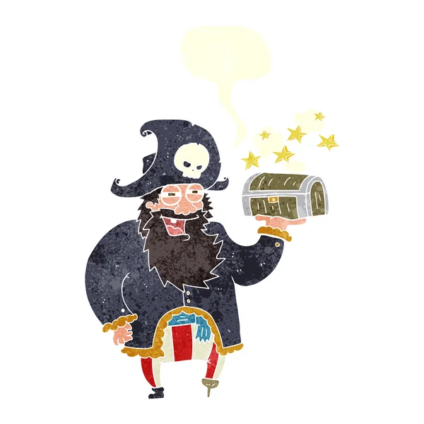 Freehand rétro dessin animé rire pirate — Image vectorielle