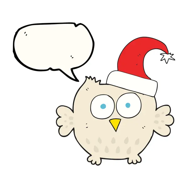 Мультяшная сова в рождественской шляпе — стоковый вектор