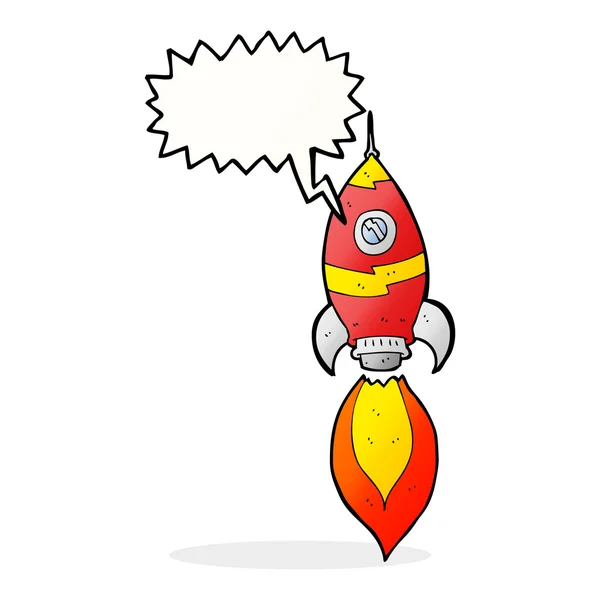 Cartoon ruimteschip met spraakbel — Stockvector
