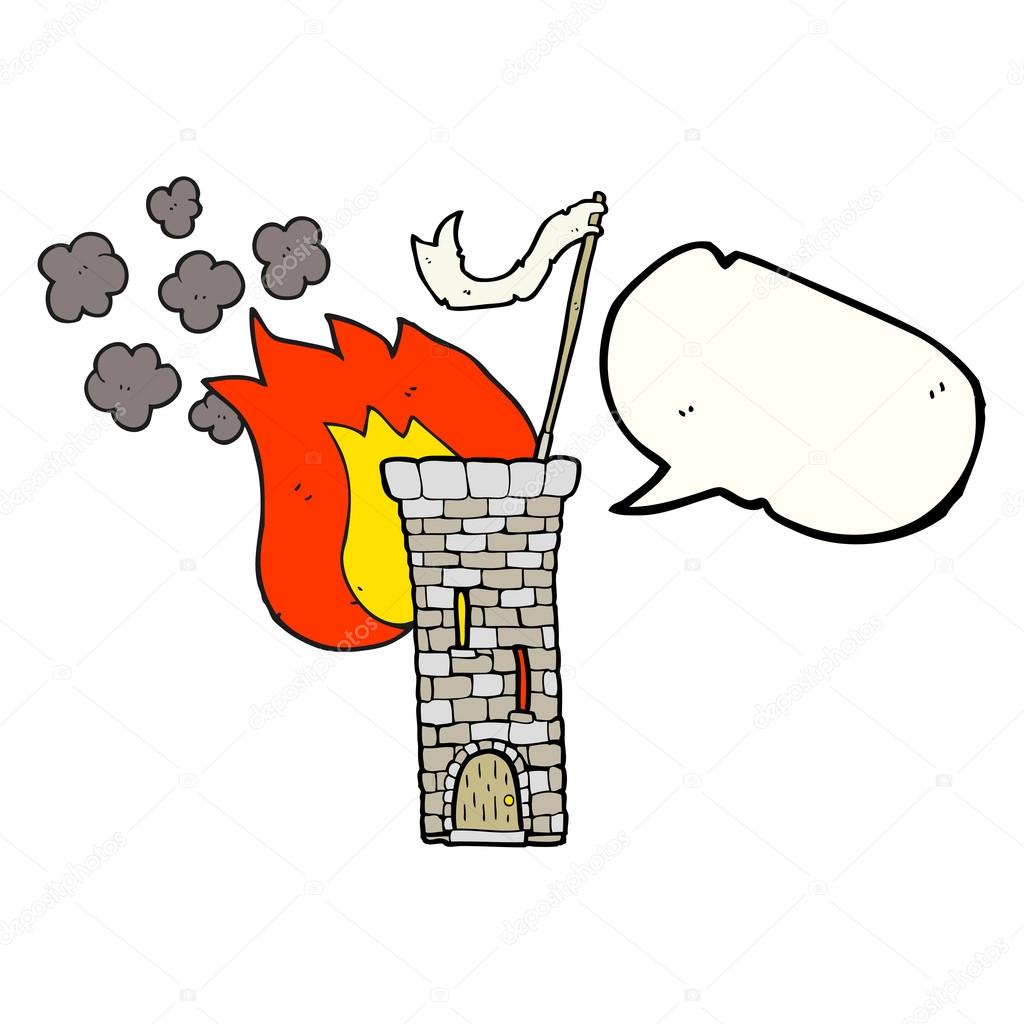 Fumetto disegnato a mano libera fumetto vecchio castello Torre sventolando ban ra bianca — Vettoriali di lineartestpilot Trova immagini simili