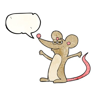 konuşma balonu dokulu karikatür fare