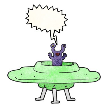 konuşma balonu dokulu karikatür uçan daire