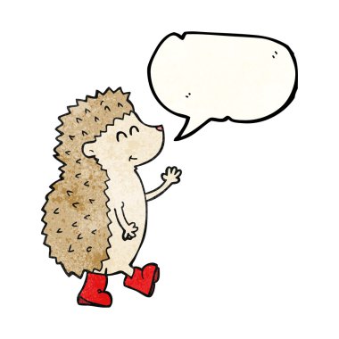 şirin konuşma balonu dokulu karikatür kirpi