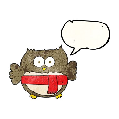 konuşma balonu dokulu karikatür şirin baykuş