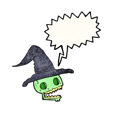 doku konuşma kabarcık karikatür kafatası cadı şapka