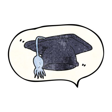 konuşma balonu dokulu karikatür mezuniyet kap