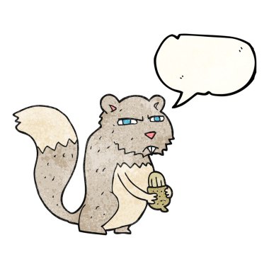 konuşma balonu dokulu karikatür kızgın sincap fındık ile