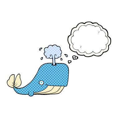 su spouting düşünce kabarcık karikatür balina