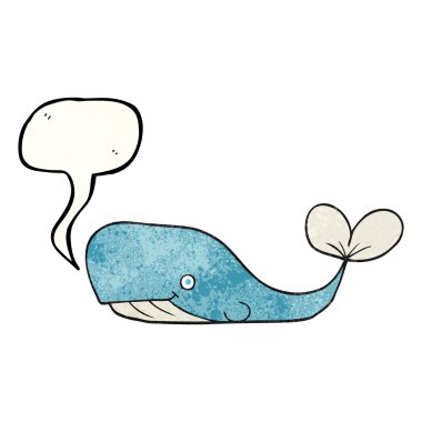 konuşma balonu dokulu karikatür balina