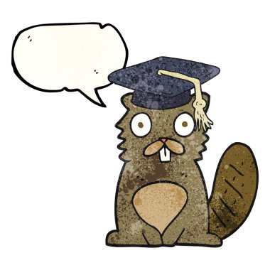 konuşma balonu dokulu karikatür kunduz mezunu