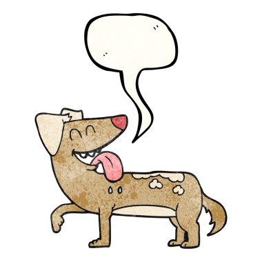 konuşma balonu dokulu karikatür köpek nefes nefese