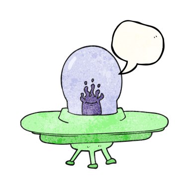 konuşma balonu dokulu karikatür uçan daire