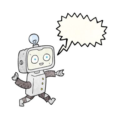 konuşma balonu dokulu karikatür robot