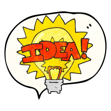 konuşma balonu dokulu çizgi film fikir ampul simgesi