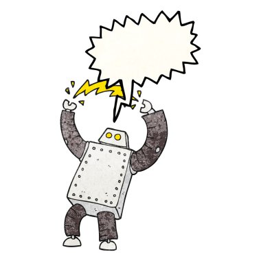 konuşma balonu dokulu karikatür robot