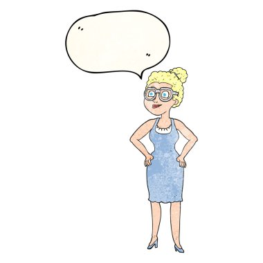 konuşma balonu dokulu karikatür kadın gözlük