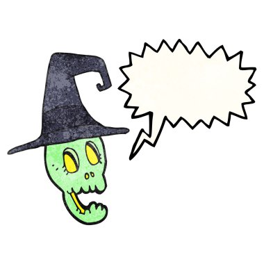 doku konuşma kabarcık karikatür kafatası cadı şapka