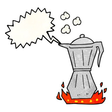 konuşma balonu dokulu karikatür borulu espresso makinesi