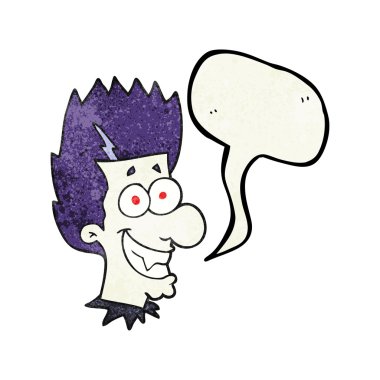 konuşma balonu dokulu karikatür sırıtan vampir