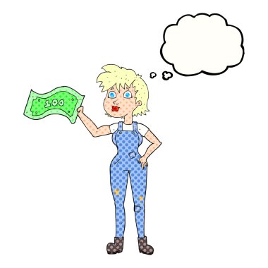 kabarcık karikatür emin çiftçi kadın parası olan düşündüm