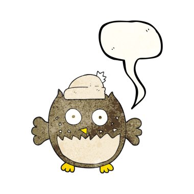 konuşma balonu dokulu karikatür baykuş