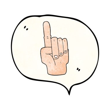 konuşma balonu dokulu karikatür el işaret