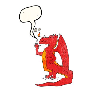 konuşma balonu dokulu karikatür mutlu ejderha